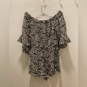 Express green and white printed romper